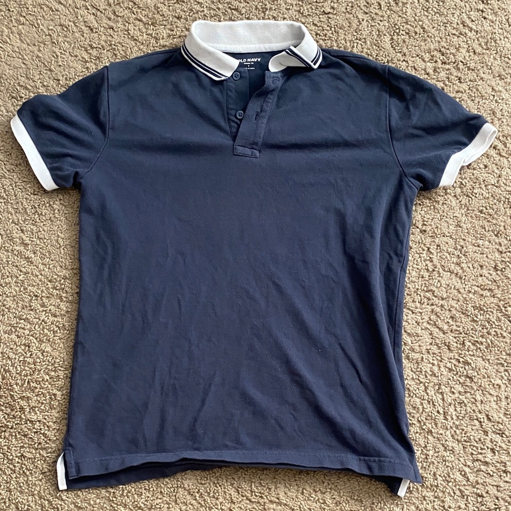 Old Navy Men's Navy Polo with White Trim
